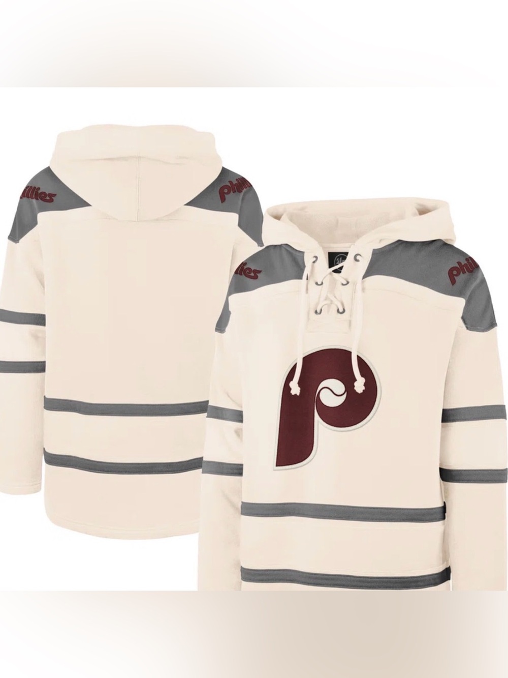 Men’s Philadelphia Phillies ‘47 Cream Superior Lacer Pullover Hoodie